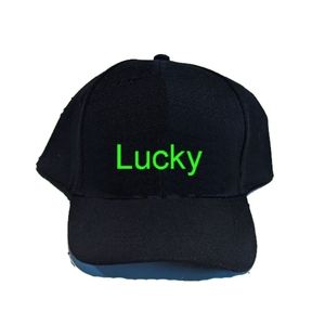 Unisex Lucky Embroidered Hat Black Style Fashion Cool Casual Fortune Charm Trend